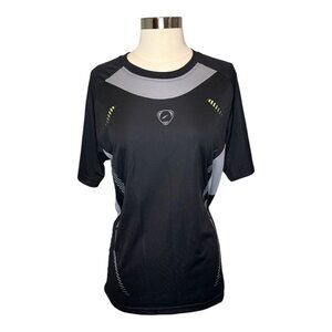 L Song Black Gray Green Short Sleeve Sport Exercise Top L